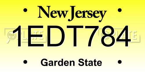 1EDT784 New Jersey License Plate