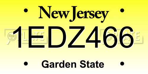 1EDZ466 New Jersey License Plate