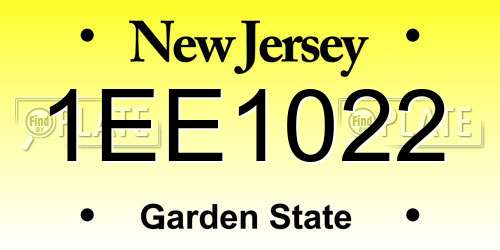 1EE1022 New Jersey License Plate