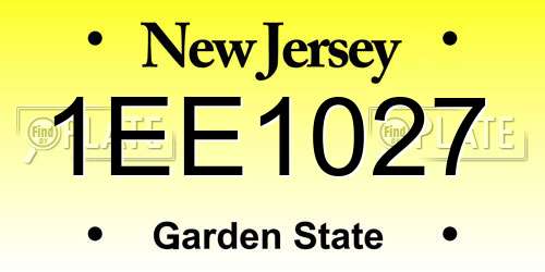 1EE1027 New Jersey License Plate