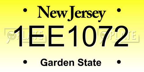 1EE1072 New Jersey License Plate