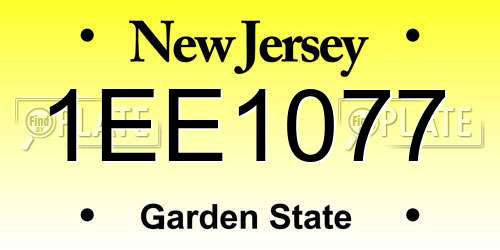 1EE1077 New Jersey License Plate