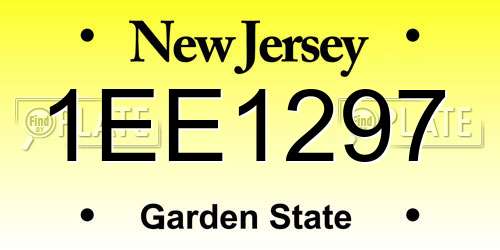 1EE1297 New Jersey License Plate