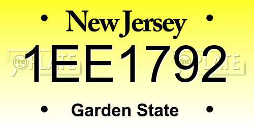 1EE1792 New Jersey License Plate