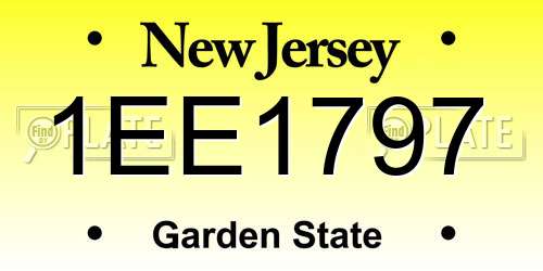 1EE1797 New Jersey License Plate