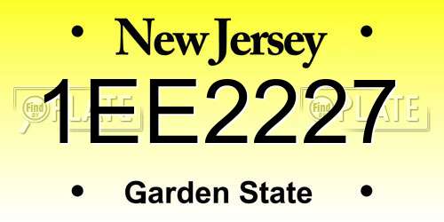 1EE2227 New Jersey License Plate