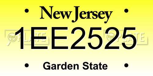 1EE2525 New Jersey License Plate