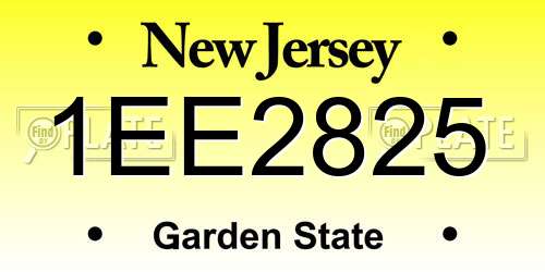 1EE2825 New Jersey License Plate