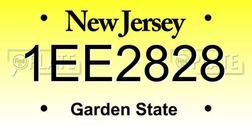 1EE2828 New Jersey License Plate