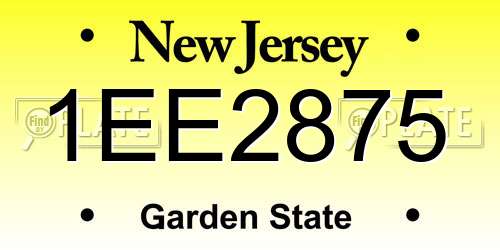 1EE2875 New Jersey License Plate