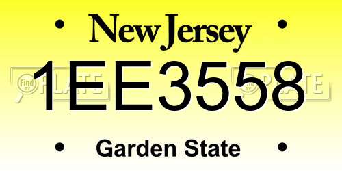 1EE3558 New Jersey License Plate