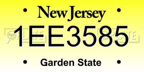 1EE3585 New Jersey License Plate