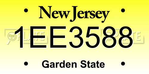1EE3588 New Jersey License Plate
