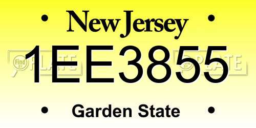 1EE3855 New Jersey License Plate