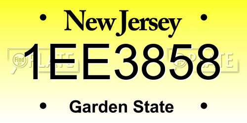 1EE3858 New Jersey License Plate