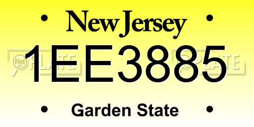 1EE3885 New Jersey License Plate
