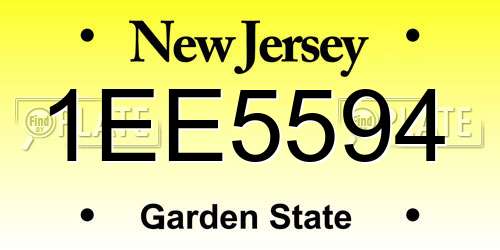 1EE5594 New Jersey License Plate