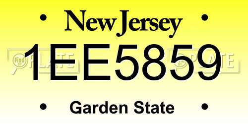 1EE5859 New Jersey License Plate