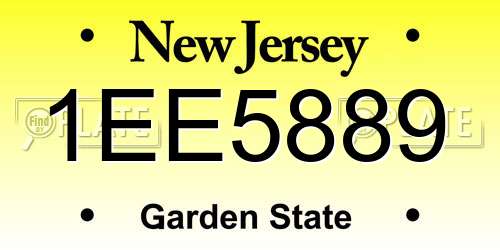 1EE5889 New Jersey License Plate