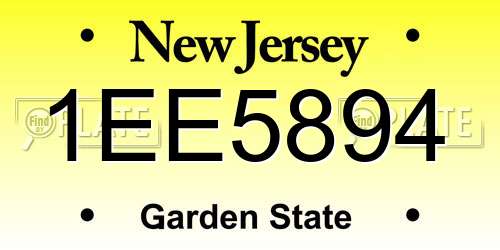 1EE5894 New Jersey License Plate