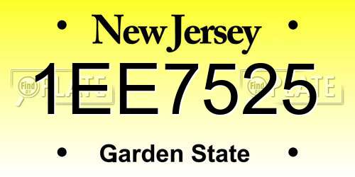 1EE7525 New Jersey License Plate