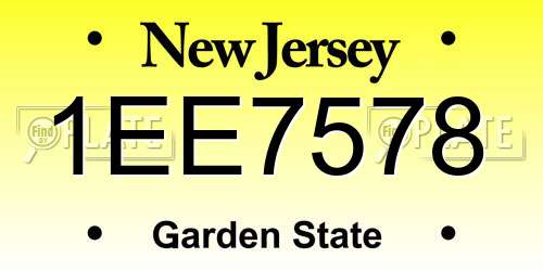 1EE7578 New Jersey License Plate