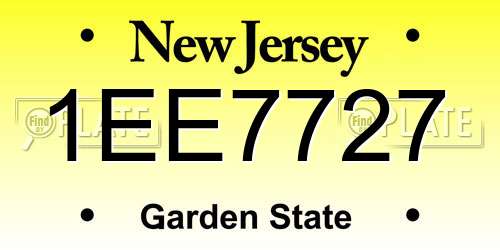 1EE7727 New Jersey License Plate