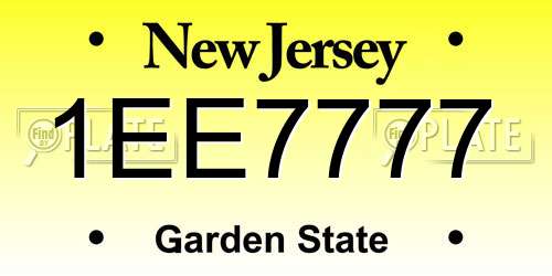 1EE7777 New Jersey License Plate