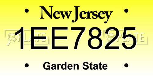 1EE7825 New Jersey License Plate