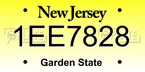 1EE7828 New Jersey License Plate