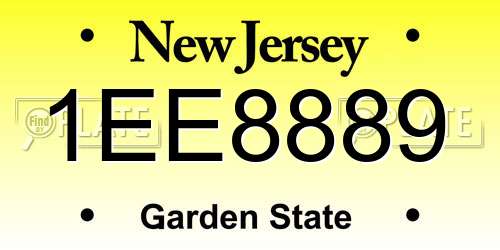 1EE8889 New Jersey License Plate