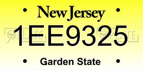 1EE9325 New Jersey License Plate
