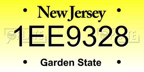 1EE9328 New Jersey License Plate