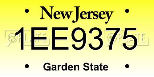 1EE9375 New Jersey License Plate