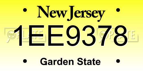 1EE9378 New Jersey License Plate