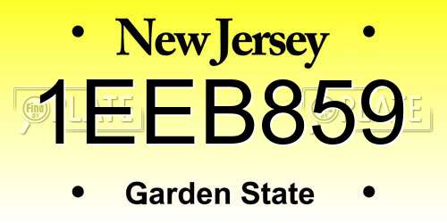 1EEB859 New Jersey License Plate
