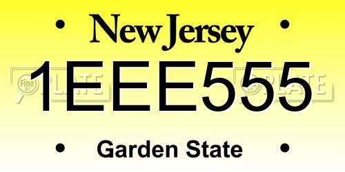 1EEE555 New Jersey License Plate