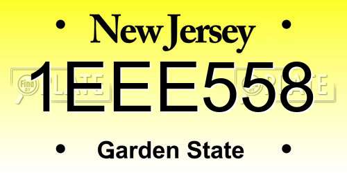 1EEE558 New Jersey License Plate