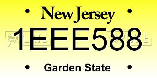 1EEE588 New Jersey License Plate