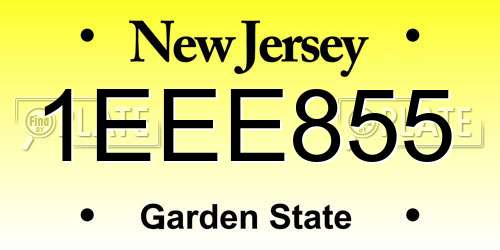 1EEE855 New Jersey License Plate