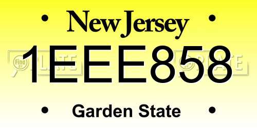 1EEE858 New Jersey License Plate