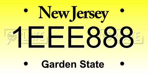 1EEE888 New Jersey License Plate