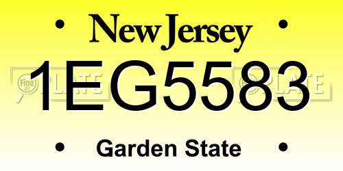 1EG5583 New Jersey License Plate