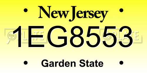 1EG8553 New Jersey License Plate