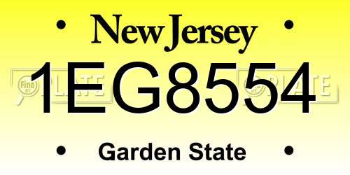 1EG8554 New Jersey License Plate