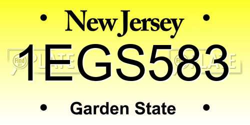 1EGS583 New Jersey License Plate