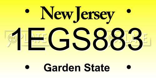 1EGS883 New Jersey License Plate