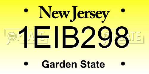 1EIB298 New Jersey License Plate