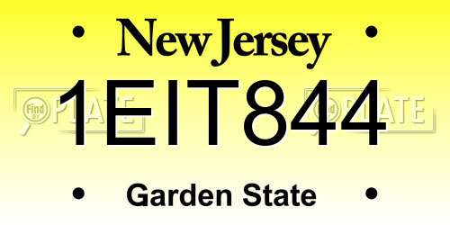 1EIT844 New Jersey License Plate