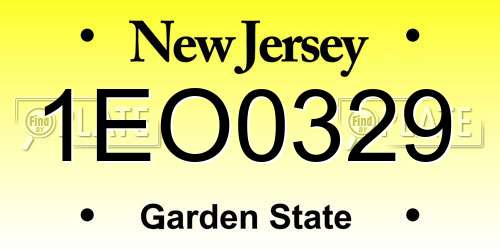 1EO0329 New Jersey License Plate